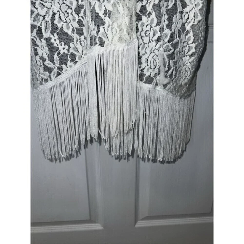Mauve Lace Crocheted 3/4 Sleeve Size XL Fringed Bottom Open‎ Front Cover-up